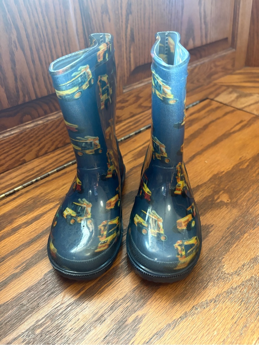 Kids Waterproof Construction Print Rain Boots - Navy
